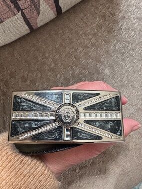 Gianni Versace Black Marble, Rhinestone, Silver, Crystal-spinning Medusa Belt